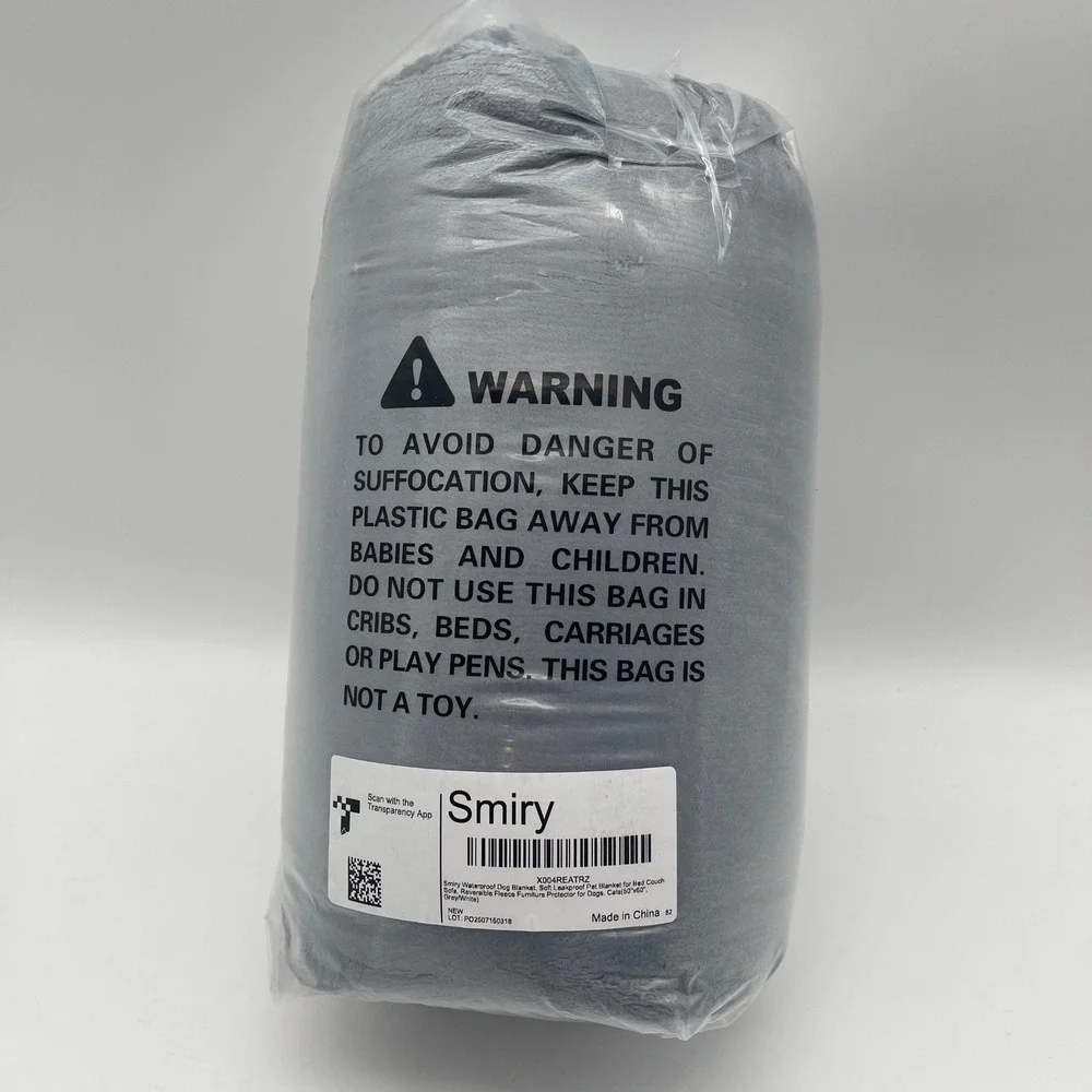 Smiry‎ Waterproof Dog Blanket Soft Leakproof Reversible Fleece Grey White 50x60